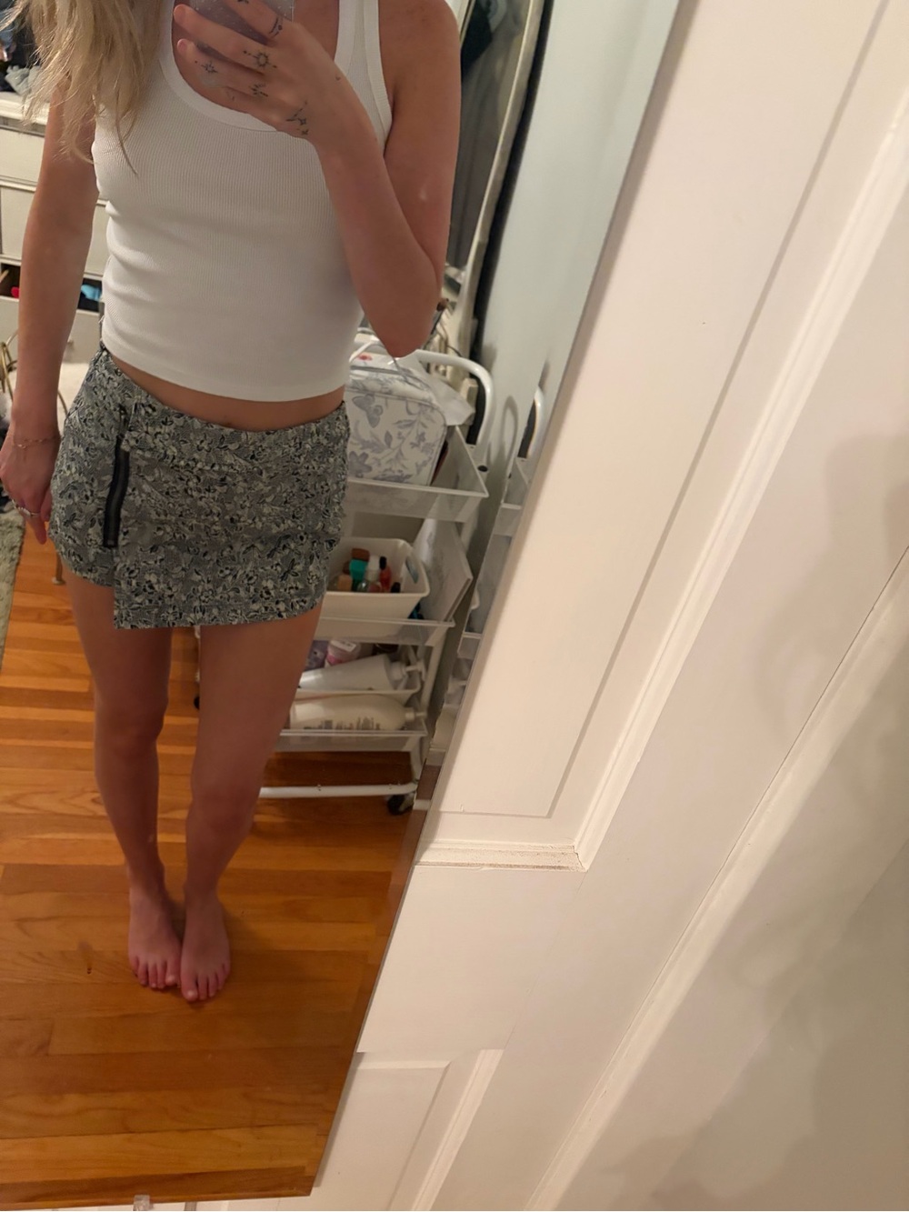 Abercrombie & Fitch Black/Cream Floral Tweed Asymmetrical Mini Skort